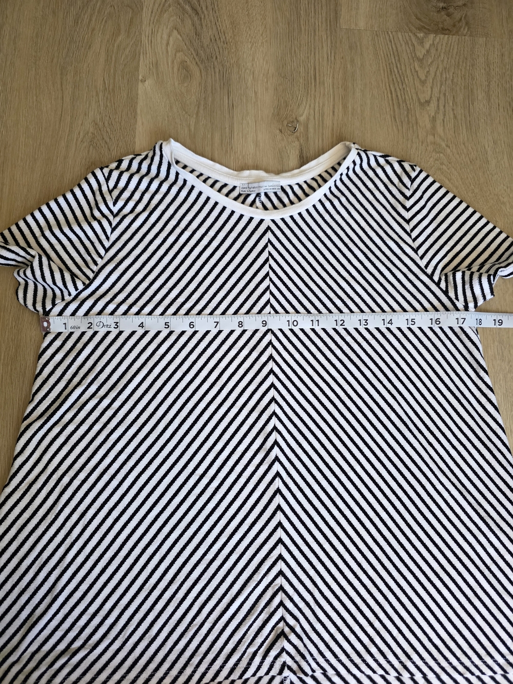Zara Striped Chevron High-Low Short Sleeve Tunic Tee Shirt - Size M - Picture 6 of 7